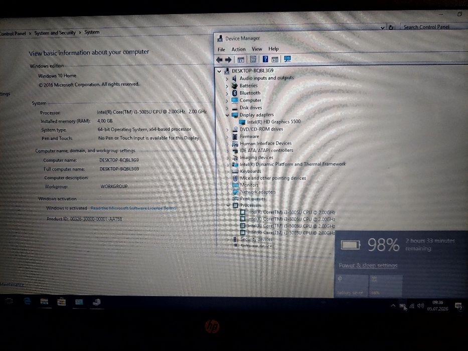 Laptop HP 15/ I3 5005U