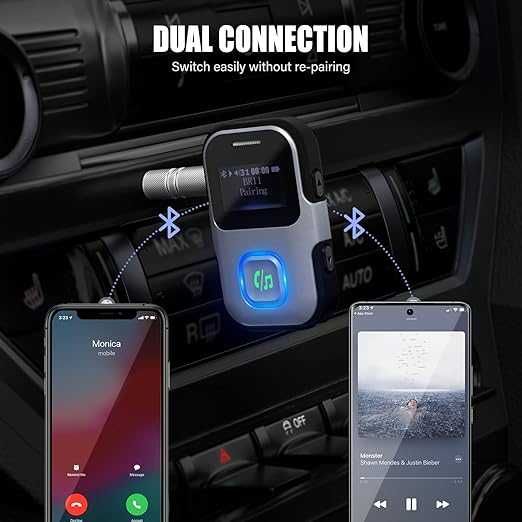LENCENT Bluetooth 5.0 адаптер за кола с микрофон