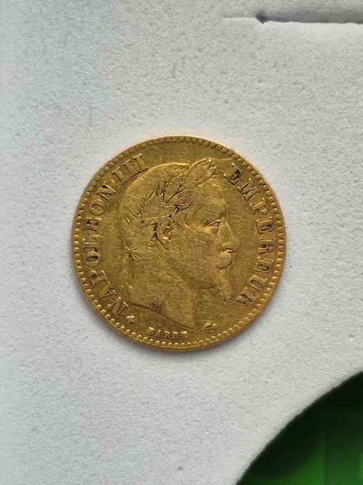 10 Francs Napoleon III – Monedă aur originală 1862 BB, Napoleon III
