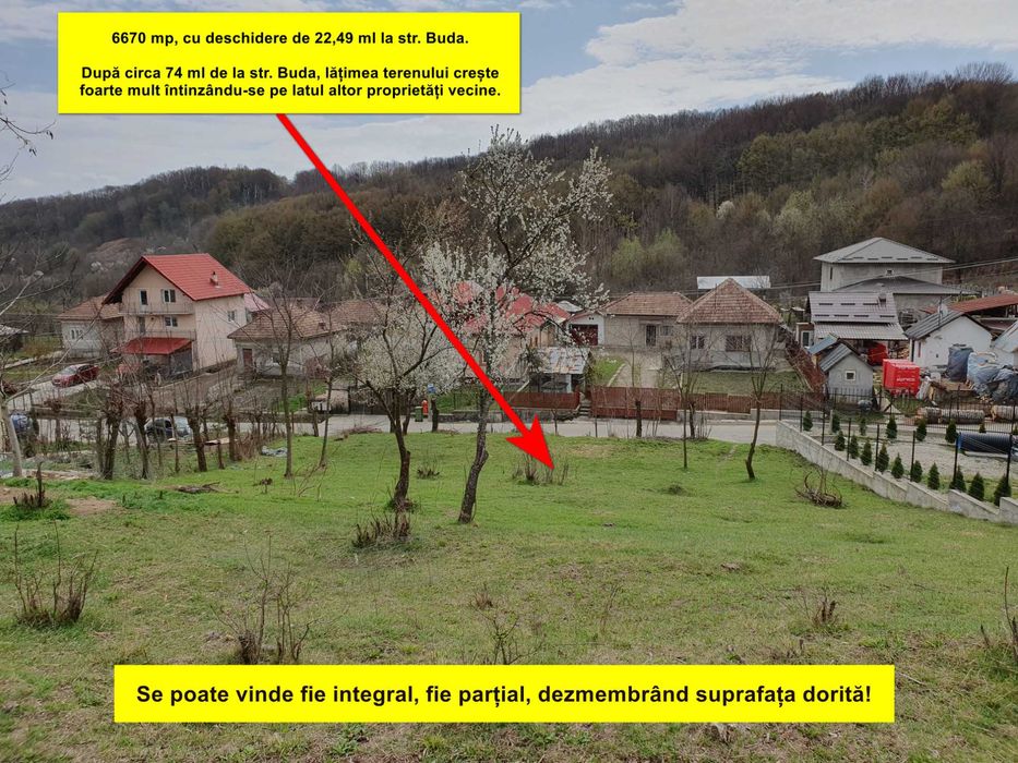 Teren deosebit, cadru superb, până la 6.670 mp, intravilan, str. Buda