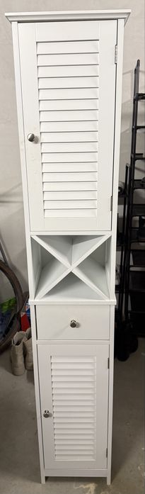 Висок шкаф за баня / шкаф за съхранение – бял