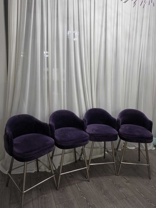 Scaune de Bar stil Chesterfield mov (set de 4)