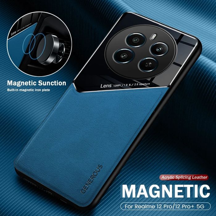 Realme 12 Pro+ / 12X / 12 Pro / 12 / GENEROUS Кожен кейс гръб с магнит