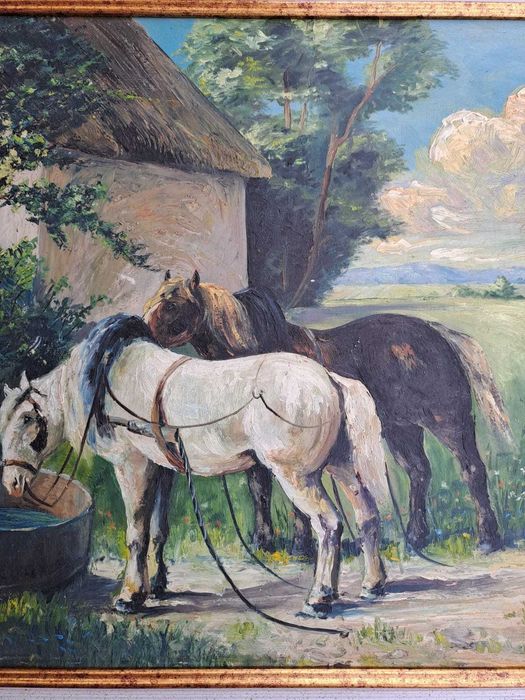 tablou pictura pe pfl 80/59 cm semnat Raymond Riga