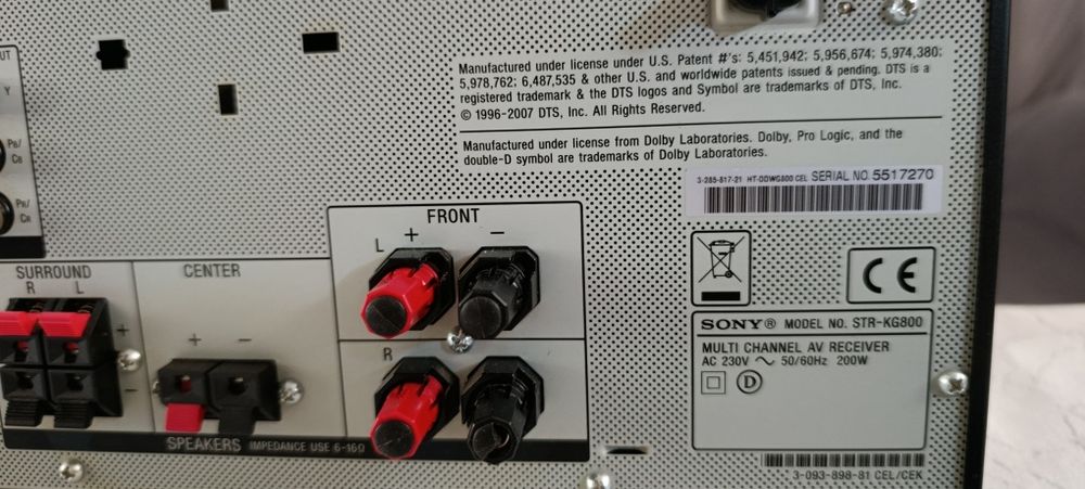 Receiver AV 5.1 SONY STR-KG800 -Amplificator Home Cinema HDMI, Optic