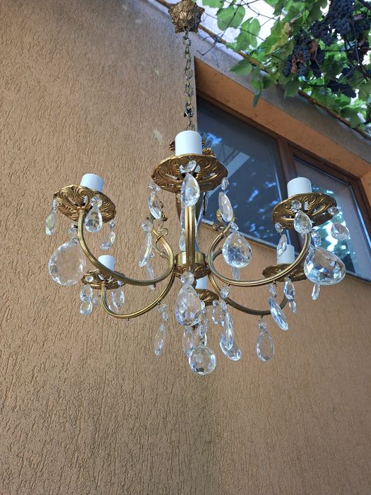 Candelabru bronz +aplice,elemente cristal