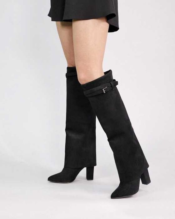 Ботуши на ток - черен велур 35-40 номер