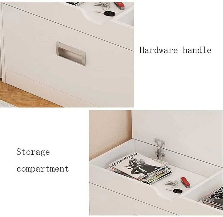 Dulap pentru pantofi tip bancheta, Alb/Maro Pantofar 100 x 34 x 50 cm