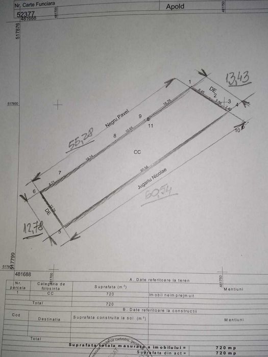 Vând teren intravilan pentru construcția unei case,720 m²,Șaeș, lângă Sighișoara