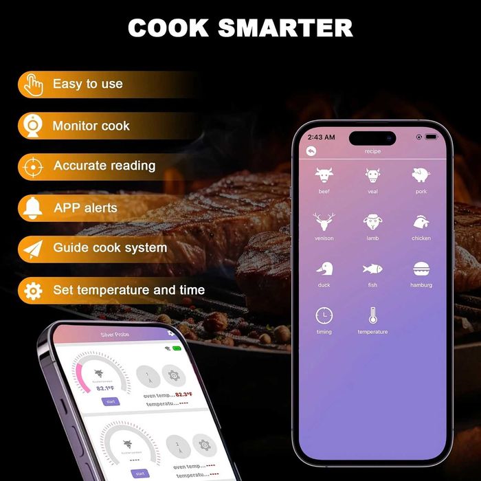 Smart Bluetooth Bamboo безжичен дигитален термометър за месо