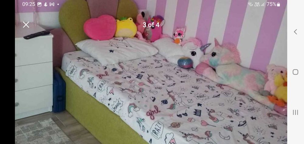 Pat tapițat power cu saltea 90/200