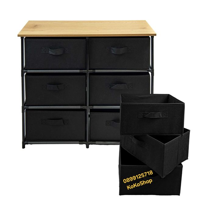 Етажерка с текстилни кутии-75х30х69 см.