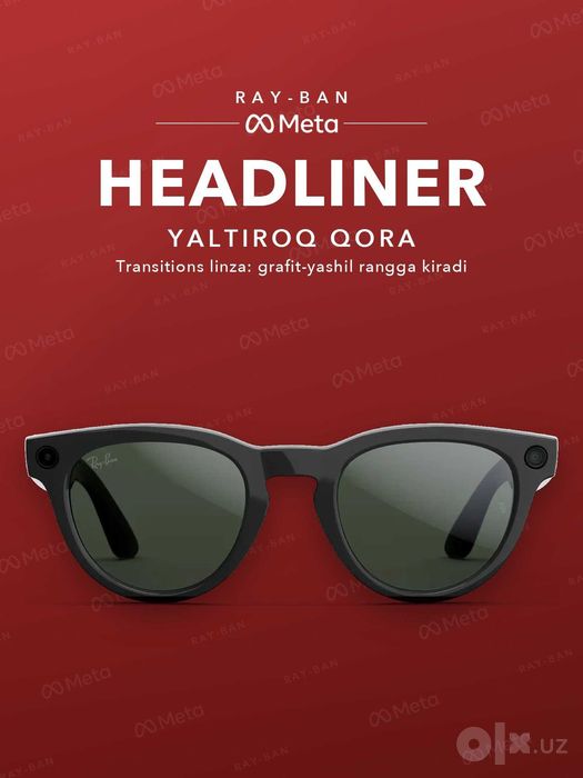 Ray-Ban Meta Headliner Shiny Black, Transitions (grafit-yashil)