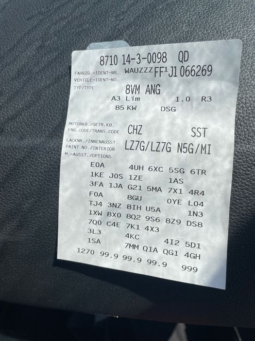 Audi A3 1.0 TFSI, двигател CHZ, ск. кутия DSG 7 S-tronic SST, седан