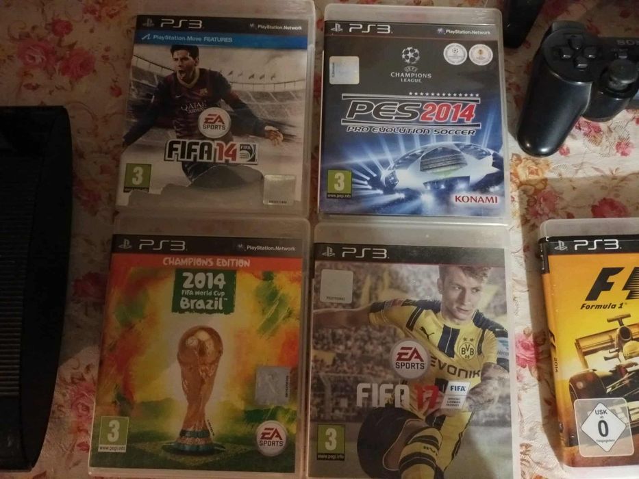 PlayStation 3 + 2 джойстика + 5 игри | Отлично състояние