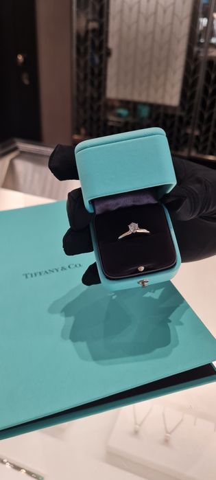 Inel logodna Tiffany platina cu diamant VVS2 F 0.42