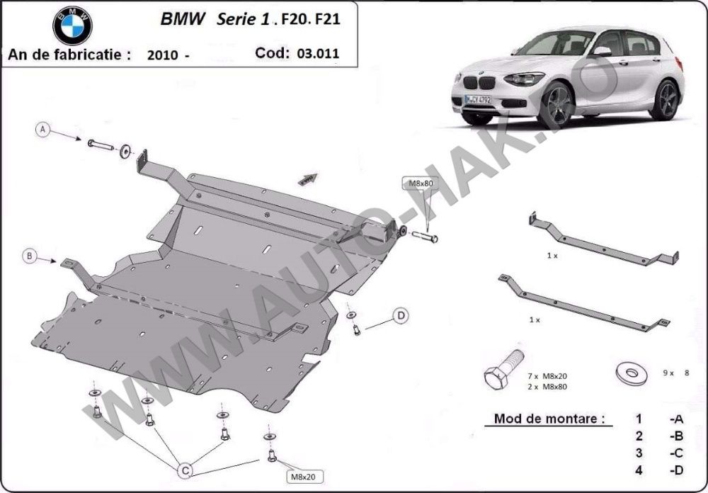 Scut motor metalic Bmw seria 1 F20/F21 2011 -2019