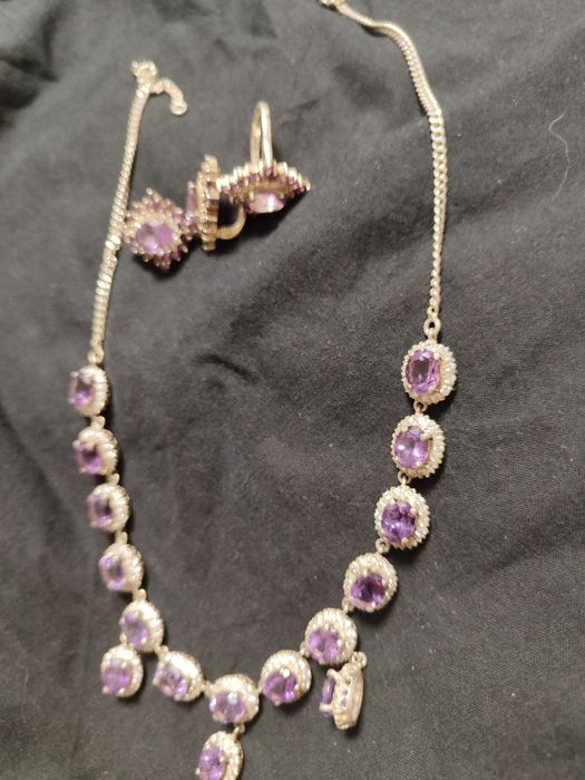 Серебро наборы вставки аметист