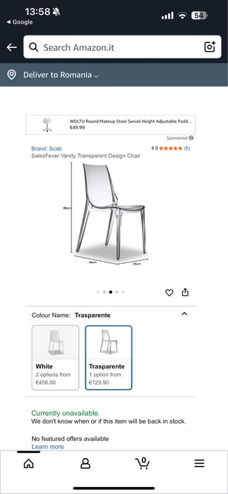 Scaun Scab din policarbonat transparent