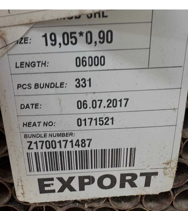 Teava fier dimensiuni 19,05x0,90