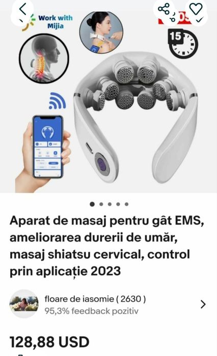 Aparat de masaj umeri și gât cu aplicatie pe tel nou