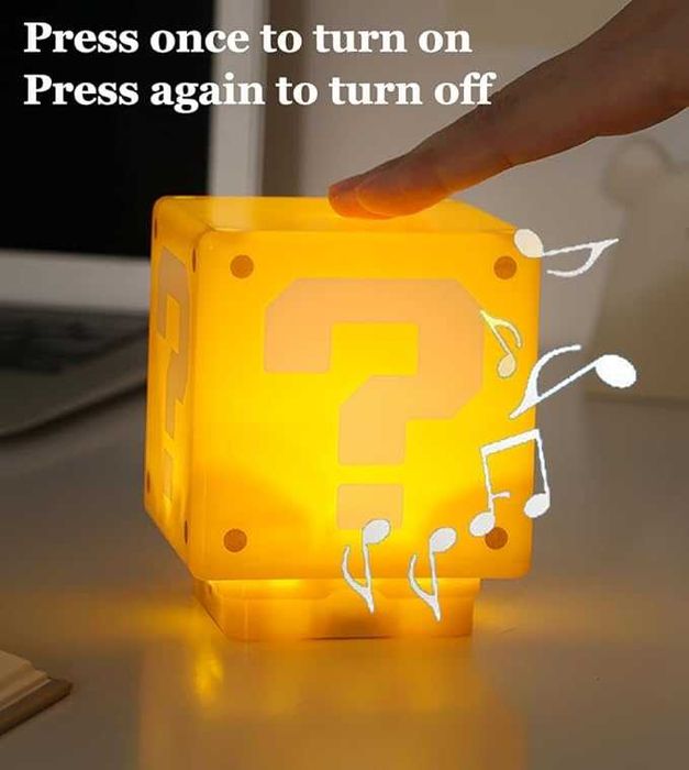 Настолна Нощна 3D лампа Super Mario Супер Марио Кубче USB зареждане