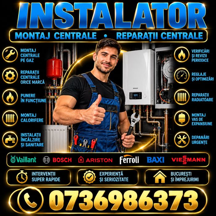 Montaj și reparații centrale termice, instalații și intervenții sanitare București
