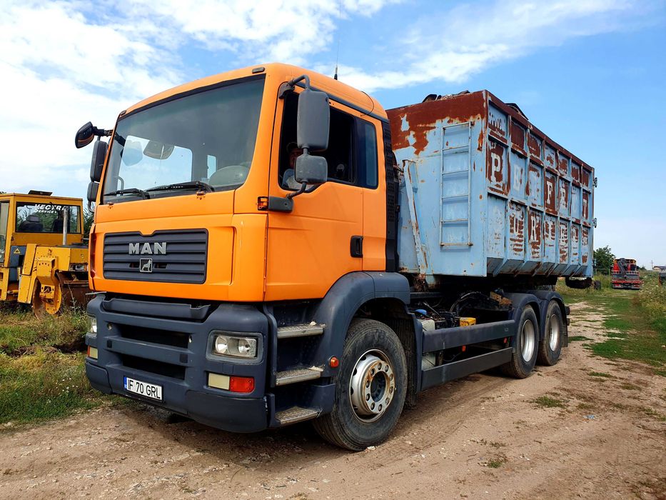 Abrollkipper MAN TGA 430, camion transport container, 2007, Pallift