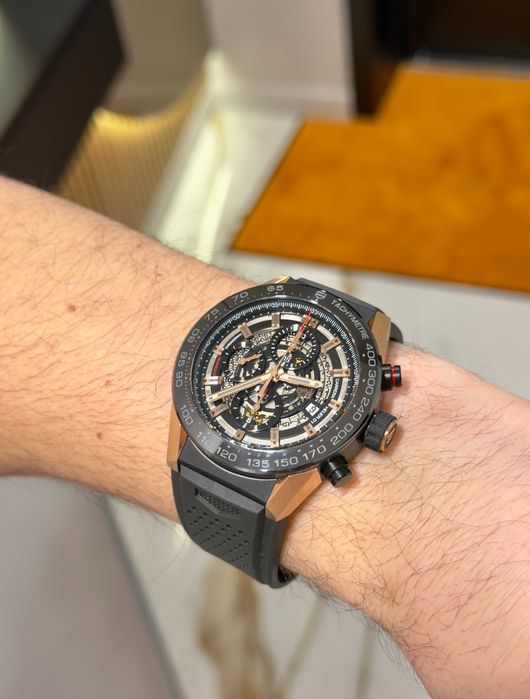 tag-heuer Skeleton / златисто-черен