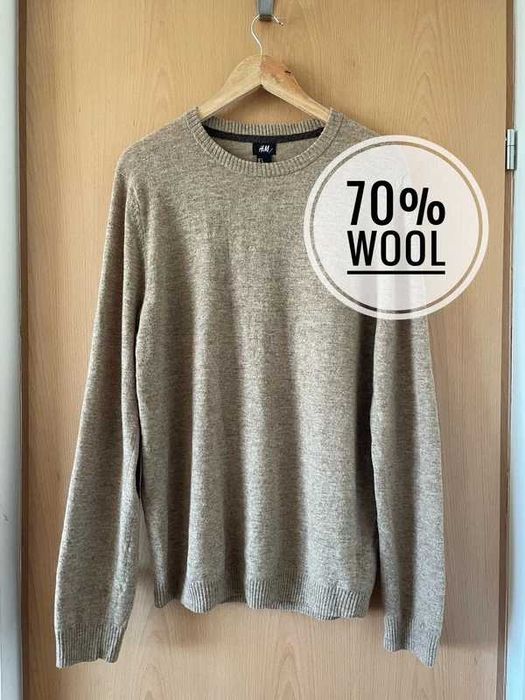 Pulover bej H&M din 70% lana, marimea L