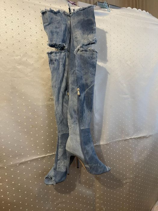 Дънкови високи ботуши