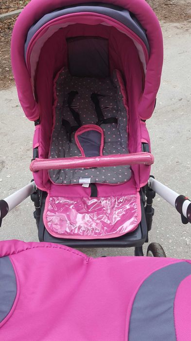 Бебешка количка Gusio Carrera New 2в1 - цвят малина