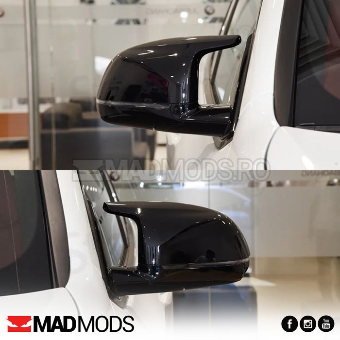 Set capace oglinzi M BMW X3 F25 X4 F26 X5 F15 X6 F16, Negru lucios