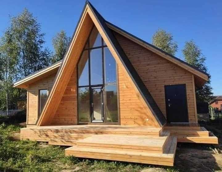 Cabana stil A-Frame, Casa, Foisoare si Terase din structura de lemn