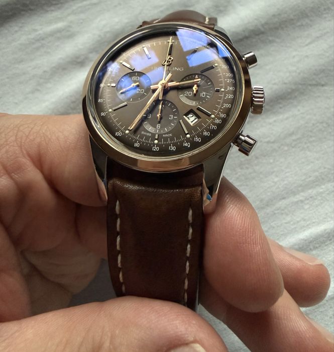 Breitling Transocean Chronograph 18k rose gold bezel