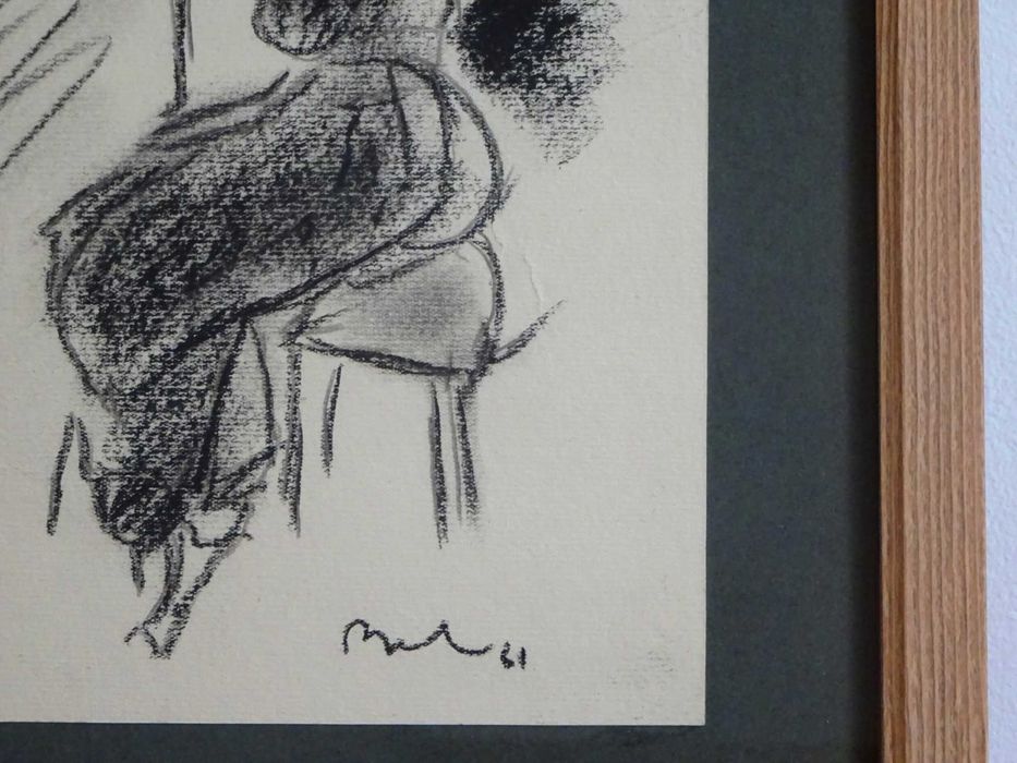 Corneliu Baba, ’Tataroaica pe fotoliu’|Tablou vechi, carbune pe hartie