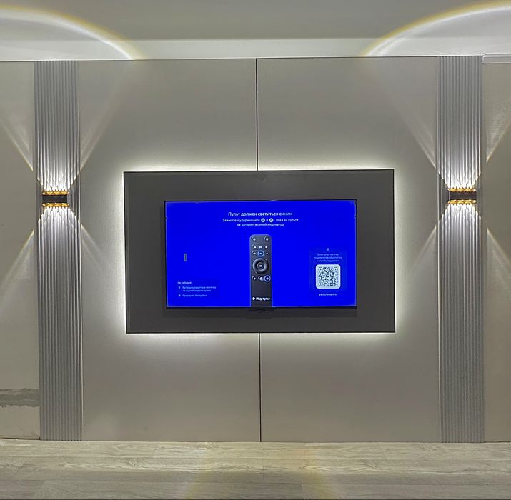 Установка тв зон ,  гибкий мрамор , декор панель, тв зона