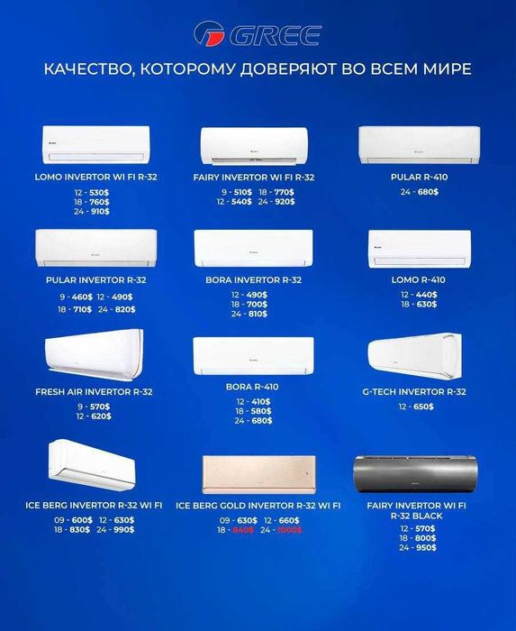 Кондиционер GREE BORA INVERTOR 12 Pereches/Korporativ(+12%NDS)