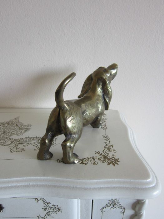 cadou rar Caine Viena 1960 Dachshund Teckel handmade bronz masiv