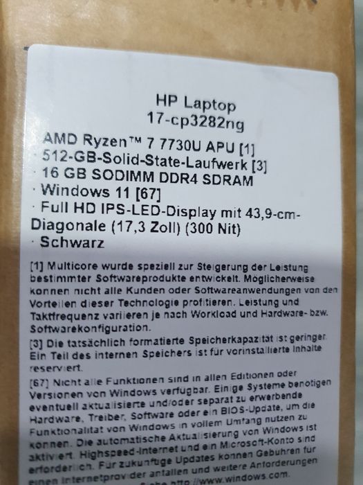 Laptop HP 17.3" Amd Ryzen 7 Gen 7 Nou Sigilat