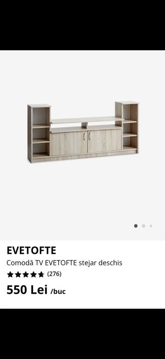 Comodă TV/Culoare	Stejar deschis /Dimensiune după asamblare	Lățime: 175 cm, Înălțime: 85 cm, Adâncime: 35 cm