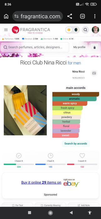 Parfum Nina Ricci Ricci Club Man 100 ml 1990 nou fara cutie retail