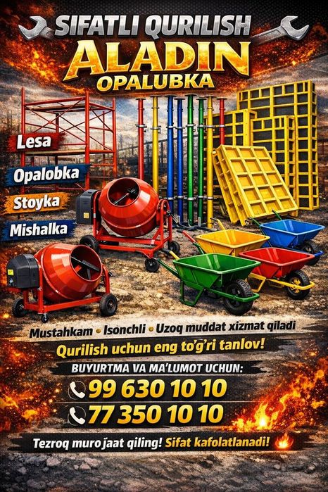 Arava.betona mishalka.trambofka.adboyni .opalubka.lesa arenda