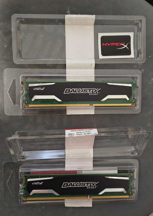2  Memorii  Crucial  DDR3 8GB  1600 Mhz  CL 9 - Utilizate