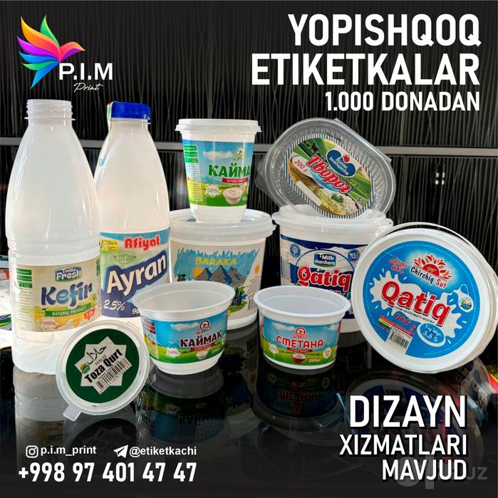 Etiketka/этикетка tuxum sut qatiq avtoximiyalar uchun