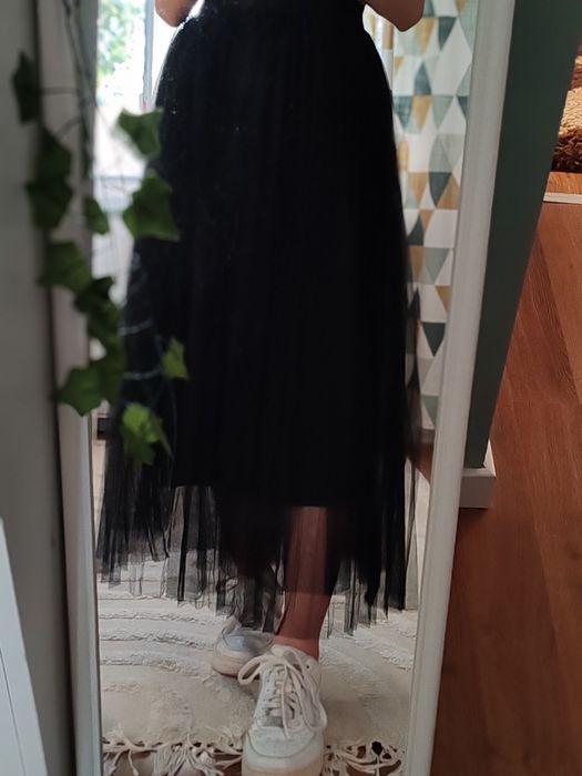 fusta maxi neagra Shein