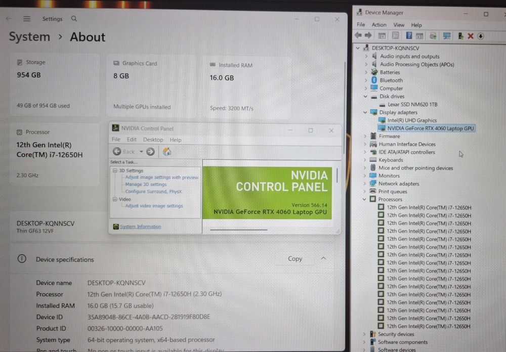 15.6' 144Hz MSI GF63 Core i7-12650H/RTX 4060 8GB GDDR6/16GB/1TB SSD