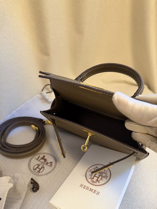 Geanta hermes kelly mini taupe- produs in stoc