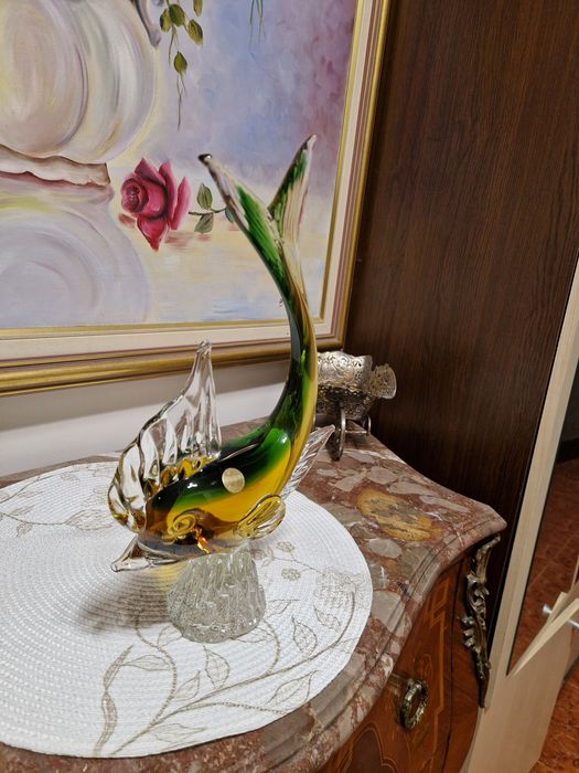 Уникална голяма антикварна италианска фигура Мурано Murano