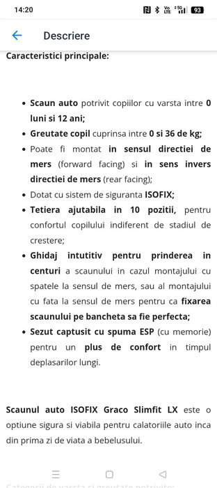 Scaun auto Isofix GRACO